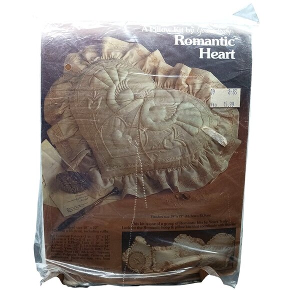 Vintage Yours Truly Romantic Heart Pillow Craft Kit - Picture 1 of 2